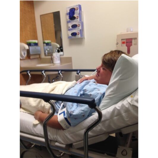 A patient resting during a hospital stay